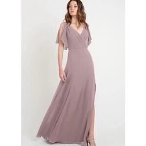 Jenny Yoo Hayes Gown Purple Size 4 bridesmaid long Dress Luxe chiffon fig